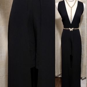 Black short Romper with long train
